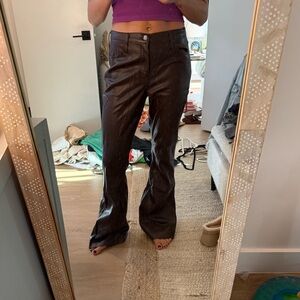 Hollister Women's Brown Leather Flare Pants